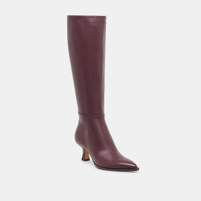Dolce Vita SHOES Auggie Wine Leather Wide Calf Boots