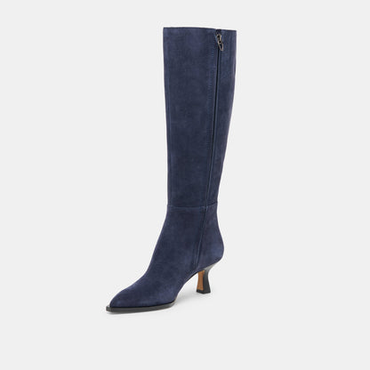 Dolce Vita SHOES Auggie Navy Suede Wide Calf Boots