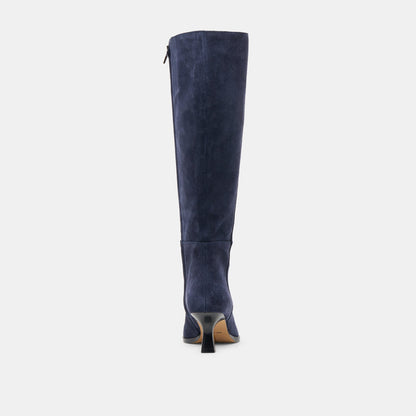 Dolce Vita SHOES Auggie Navy Suede Wide Calf Boots