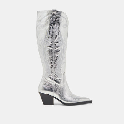 Dolce Vita SHOES Ryatt Extra Wide Calf Silver Boots | Distressed Leather Boots
 – Dolce Vita