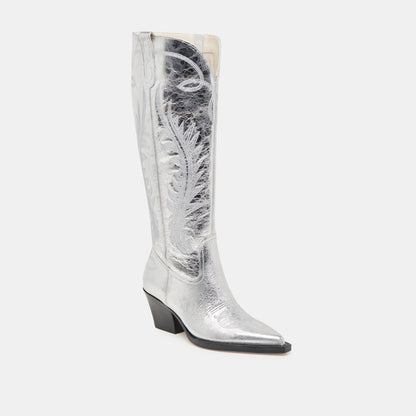 Dolce Vita SHOES Ryatt Extra Wide Calf Silver Boots | Distressed Leather Boots
 – Dolce Vita