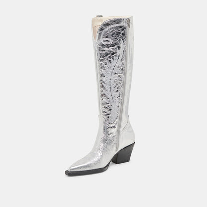 Dolce Vita SHOES Ryatt Extra Wide Calf Silver Boots | Distressed Leather Boots
 – Dolce Vita