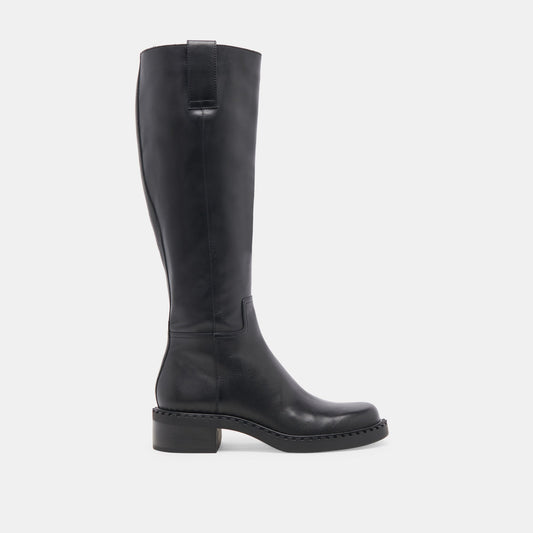 Dolce Vita SHOES Glory H2O Waterproof Black Leather Wide Calf Boots