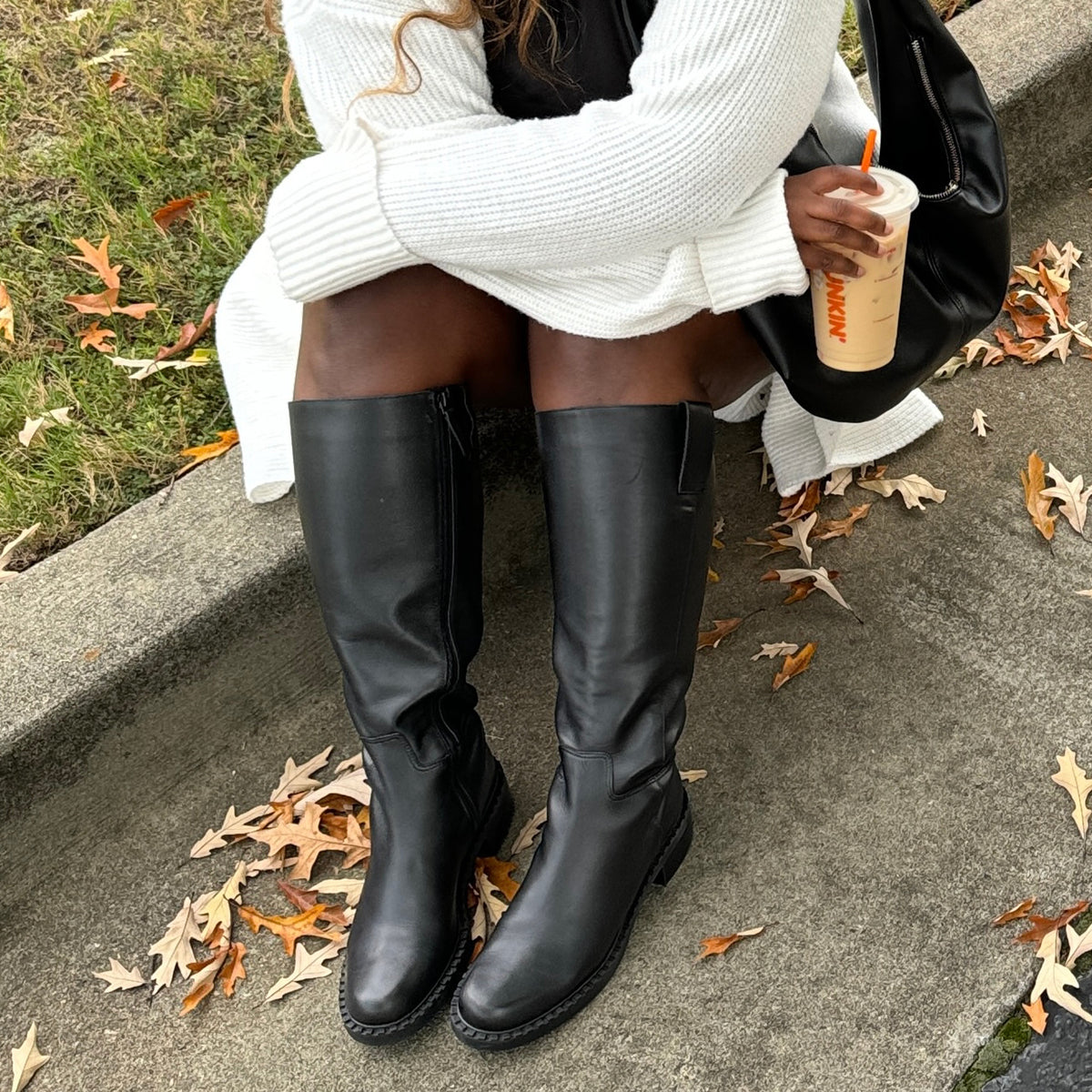 Dolce Vita SHOES Glory H2O Waterproof Black Leather Wide Calf Boots