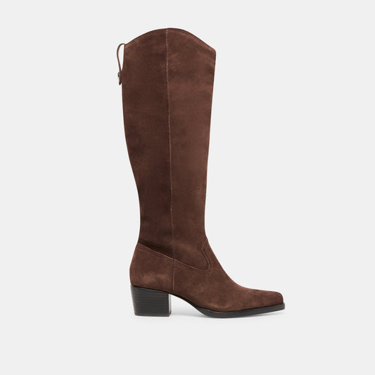 Dolce Vita SHOES Virona H2O Waterproof Dk Brown Suede Wide Calf Boots