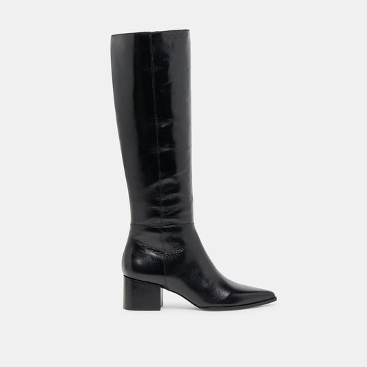 Dolce Vita SHOES Kirson Black Leather Wide Calf Boots
