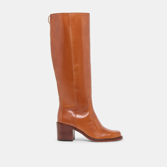Dolce Vita SHOES Lucyle Tan Leather Wide Calf Boots