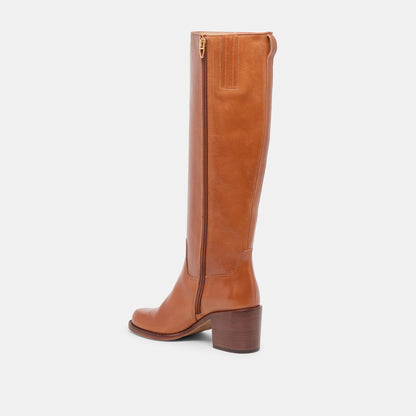 Dolce Vita SHOES Lucyle Tan Leather Wide Calf Boots