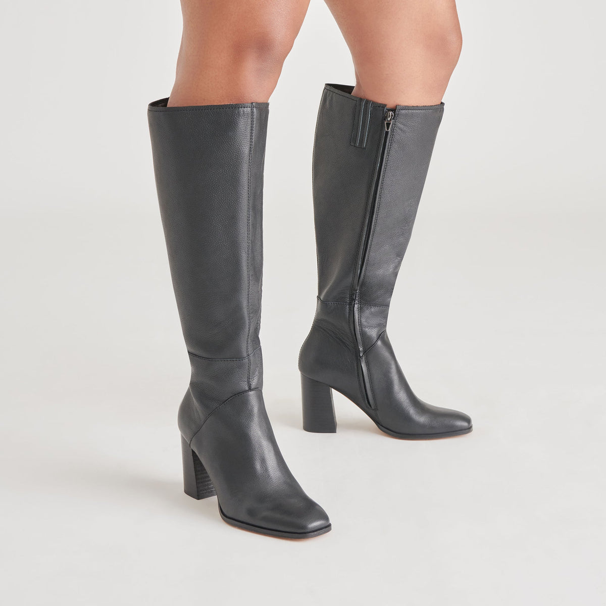 Dolce Vita SHOES FYNN Wide Calf Boots Onyx Leather | Women's Onyx Knee-High Boots
 – Dolce Vita