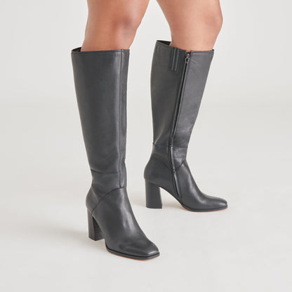 Dolce Vita SHOES FYNN Wide Calf Boots Onyx Leather | Women's Onyx Knee-High Boots
 – Dolce Vita