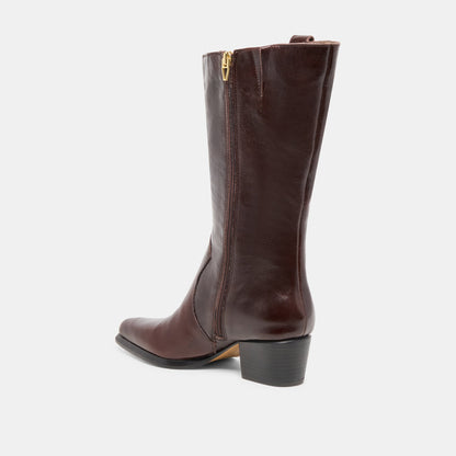 Dolce Vita SHOES Vern Chocolate Leather Wide Calf Boots