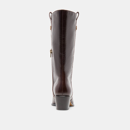 Dolce Vita SHOES Vern Chocolate Leather Wide Calf Boots