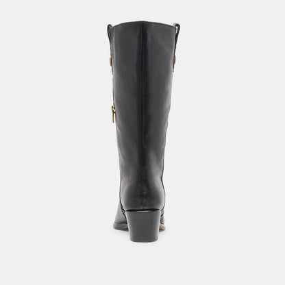Dolce Vita SHOES Vern Black Leather Wide Calf Boots