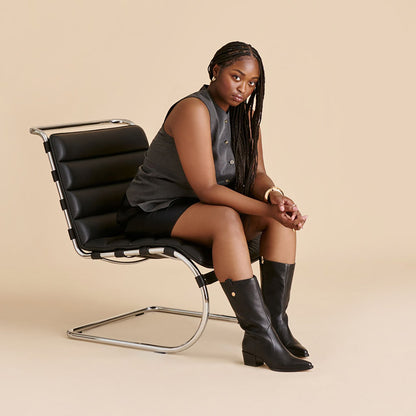 Dolce Vita SHOES Vern Black Leather Wide Calf Boots