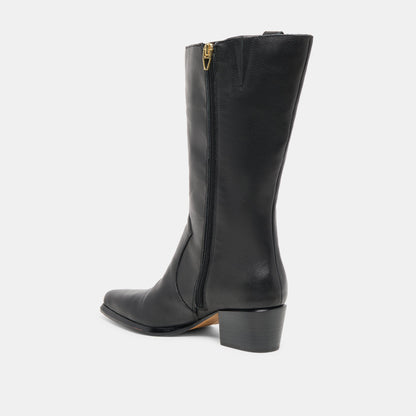 Dolce Vita SHOES Vern Black Leather Wide Calf Boots