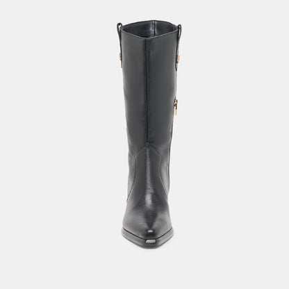 Dolce Vita SHOES Vern Black Leather Wide Calf Boots