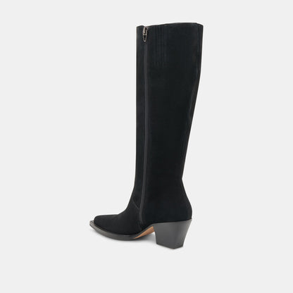 Dolce Vita SHOES RAJ Wide Calf Boots Onyx Suede | Women's Onyx Suede Knee-High Boots
 – Dolce Vita