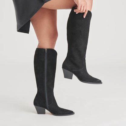 Dolce Vita SHOES RAJ Wide Calf Boots Onyx Suede | Women's Onyx Suede Knee-High Boots
 – Dolce Vita