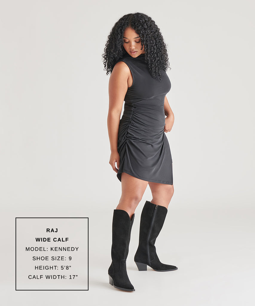 Dolce Vita SHOES RAJ Wide Calf Boots Onyx Suede | Women's Onyx Suede Knee-High Boots
 – Dolce Vita