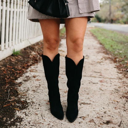 Dolce Vita SHOES RAJ Wide Calf Boots Onyx Suede | Women's Onyx Suede Knee-High Boots
 – Dolce Vita