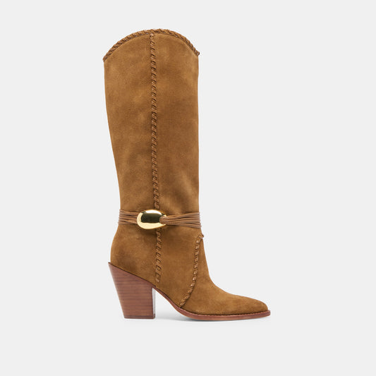 Dolce Vita SHOES Jody Lt Brown Suede Wide Calf Boots