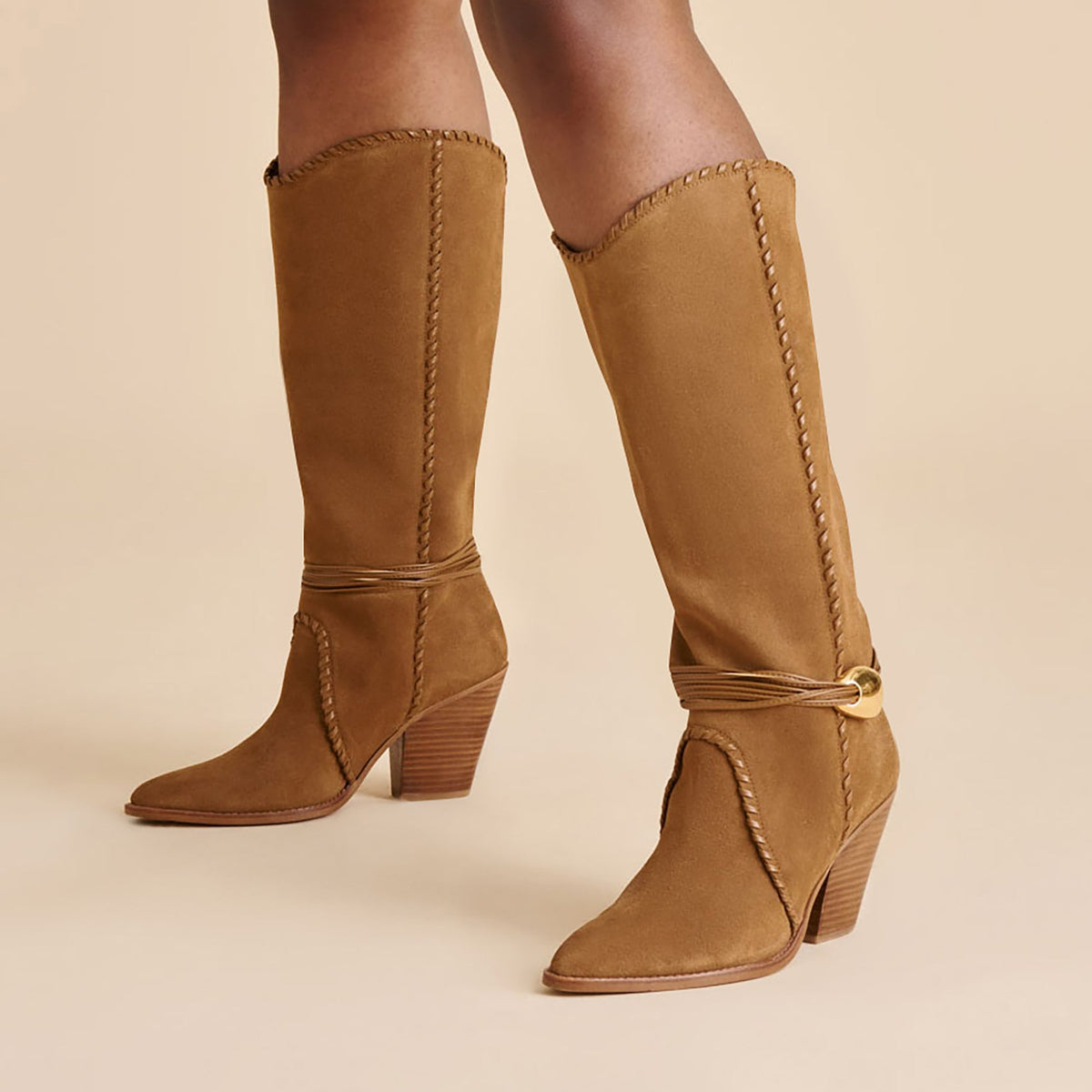 Dolce Vita SHOES Jody Lt Brown Suede Wide Calf Boots