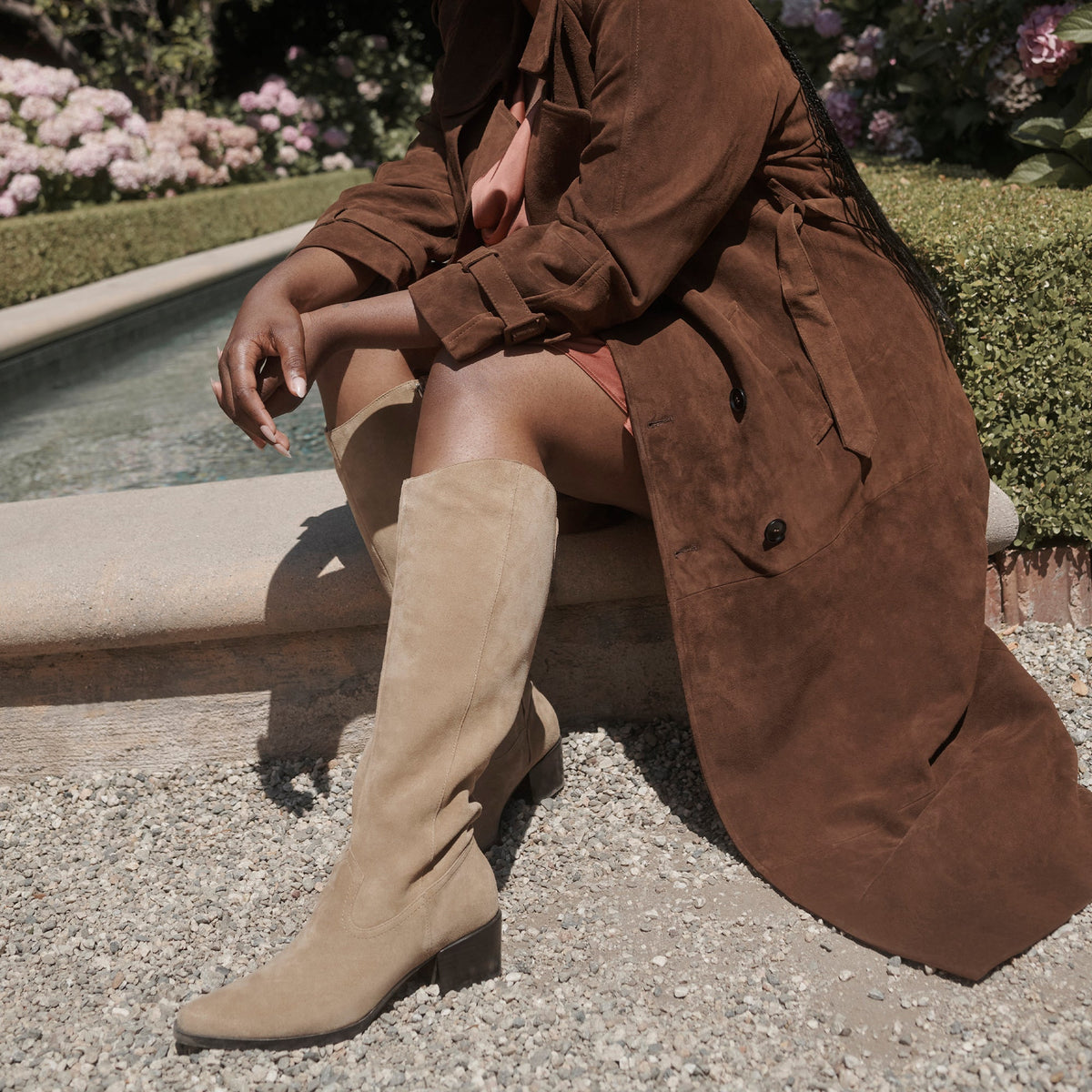 Dolce Vita SHOES Virona H2O Waterproof Dk Taupe Suede Wide Calf Boots
