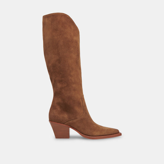 Dolce Vita SHOES RAJ Wide Calf Boots Brown Suede | Women's Brown Suede Knee-High Boots
 – Dolce Vita