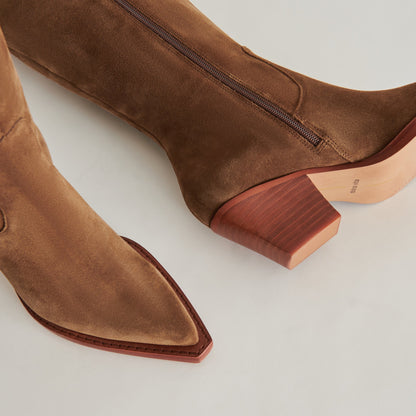 Dolce Vita SHOES RAJ Wide Calf Boots Brown Suede | Women's Brown Suede Knee-High Boots
 – Dolce Vita