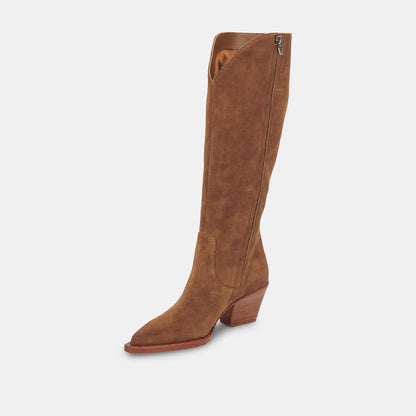 Dolce Vita SHOES RAJ Wide Calf Boots Brown Suede | Women's Brown Suede Knee-High Boots
 – Dolce Vita