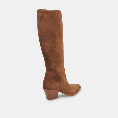 Dolce Vita SHOES RAJ Wide Calf Boots Brown Suede | Women's Brown Suede Knee-High Boots
 – Dolce Vita