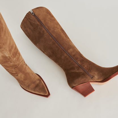 Dolce Vita SHOES RAJ Wide Calf Boots Brown Suede | Women's Brown Suede Knee-High Boots
 – Dolce Vita