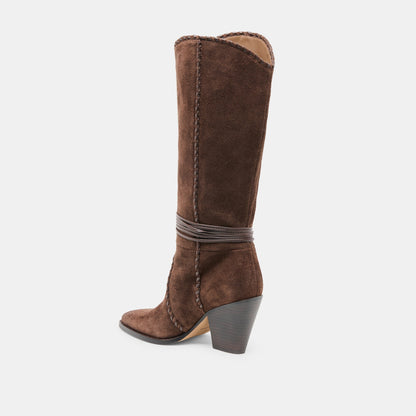 Dolce Vita SHOES Jody Dk Brown Suede Wide Calf Boots