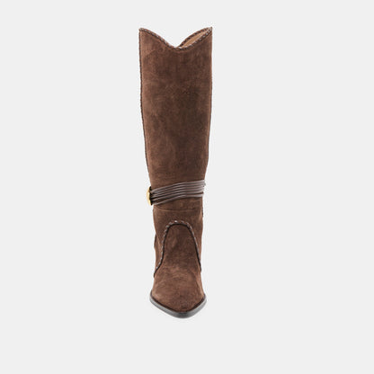 Dolce Vita SHOES Jody Dk Brown Suede Wide Calf Boots