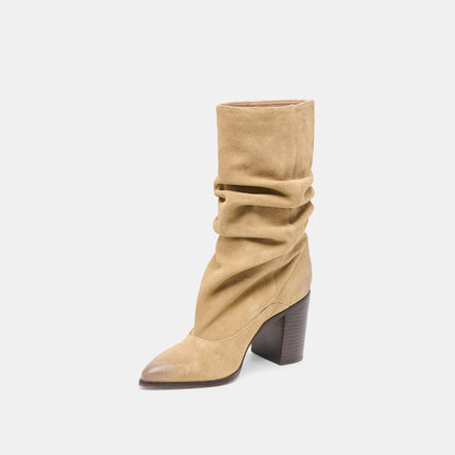Dolce Vita SHOES Talina Dk Taupe Suede Wide Calf Boots