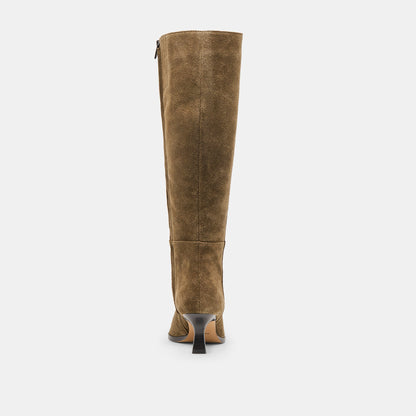 Dolce Vita SHOES Auggie Olive Suede Wide Calf Boots