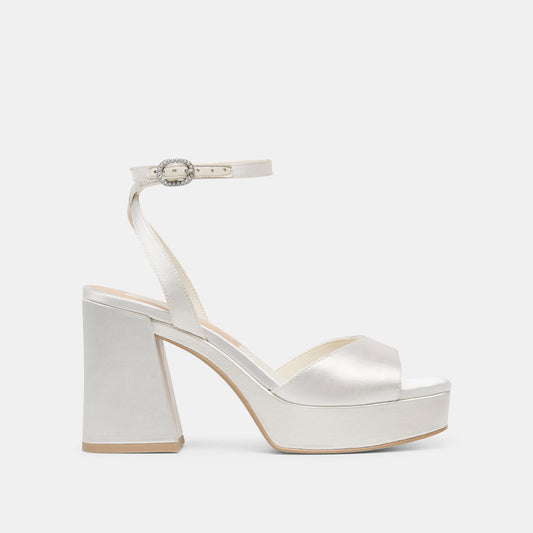 Dolce Vita SHOES Felica White Satin Heels