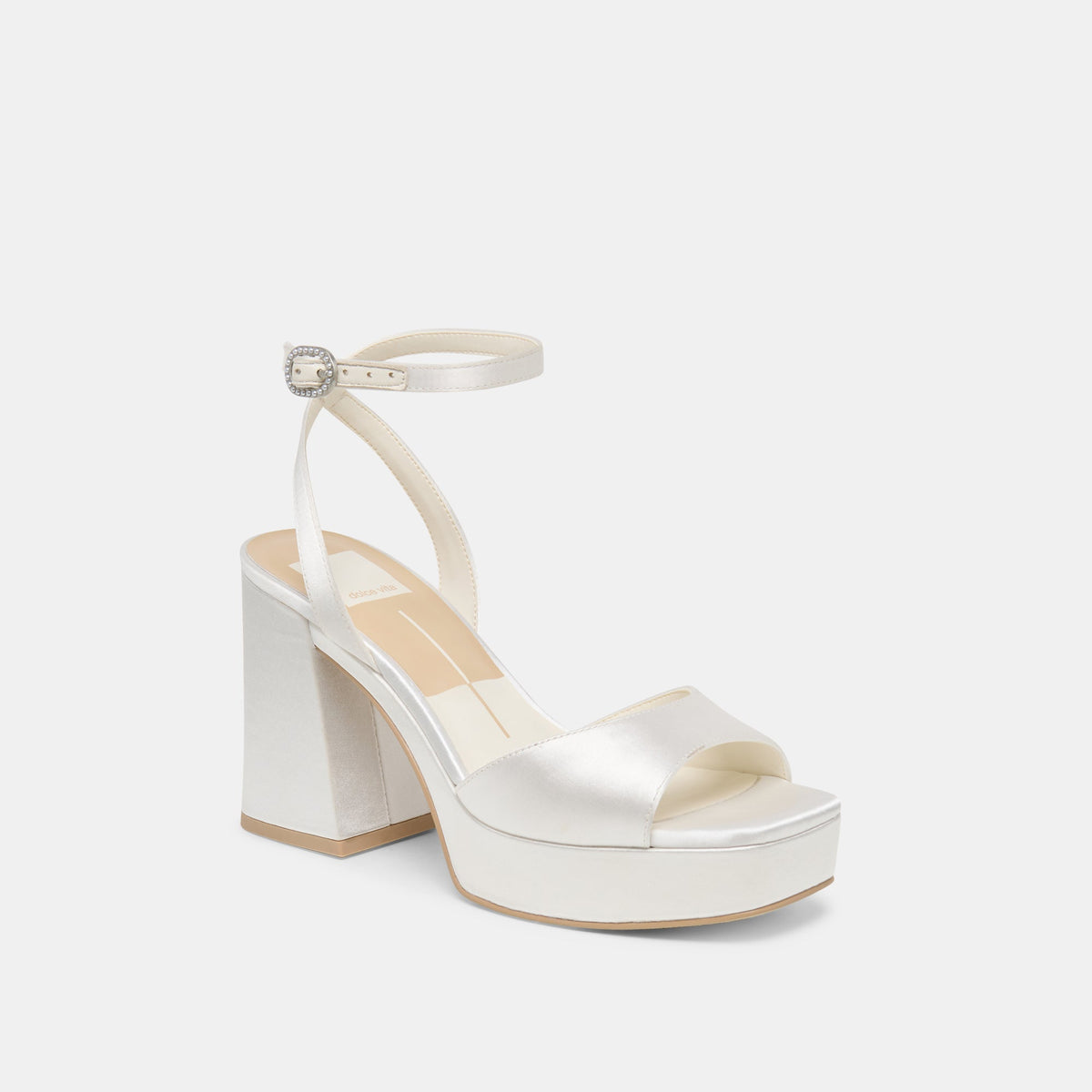 Dolce Vita SHOES Felica White Satin Heels