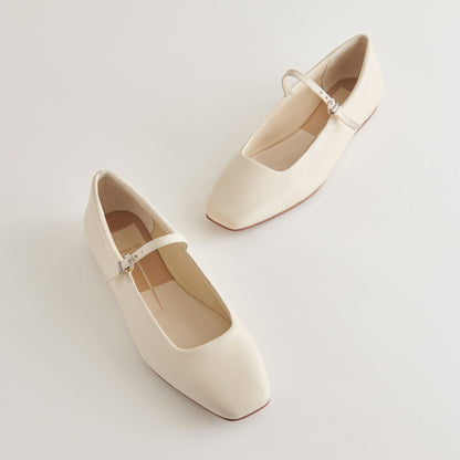 Dolce Vita SHOES Reyes Ivory Leather Ballet Flats