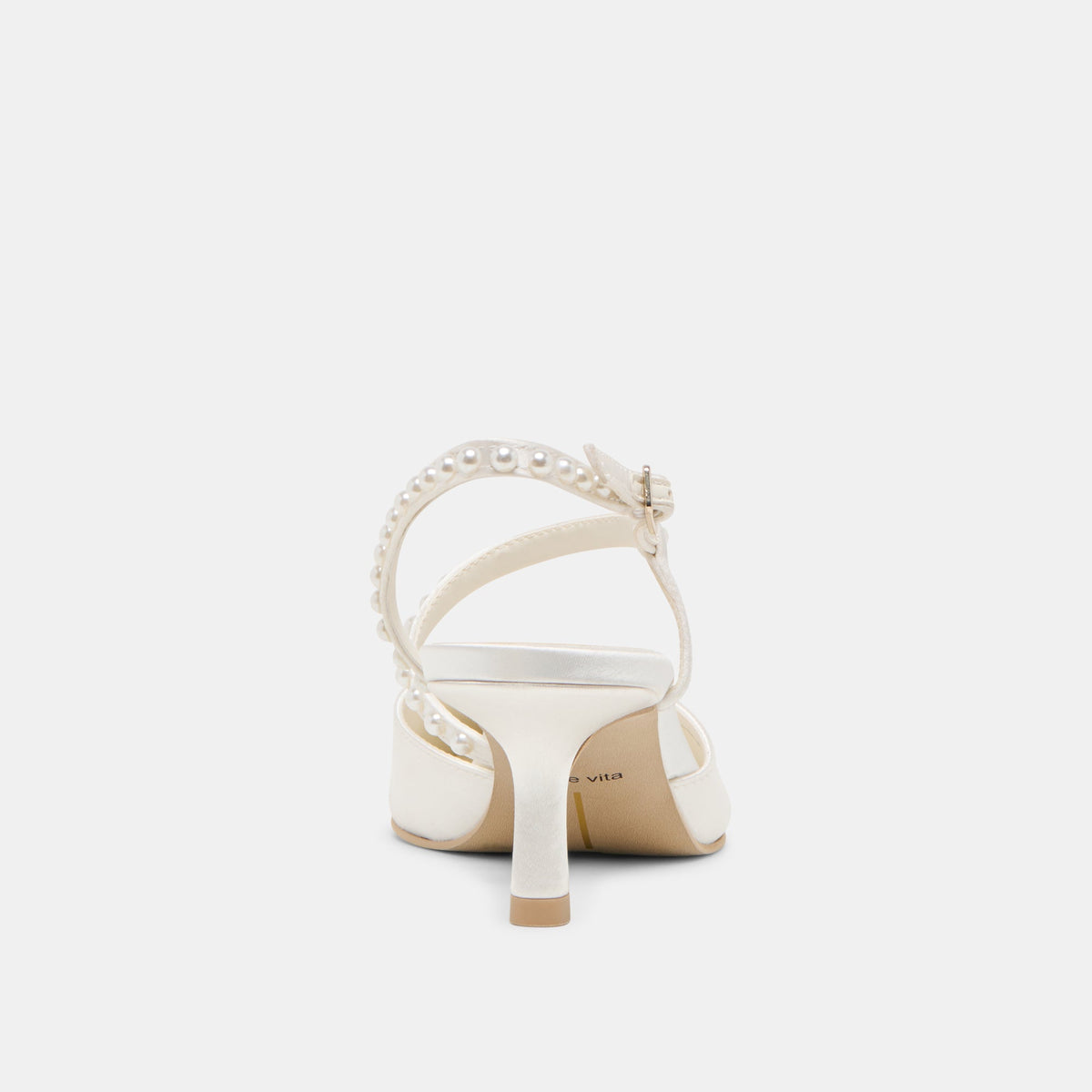 Dolce Vita SHOES Kamra Pearl True White Satin Mid Heels