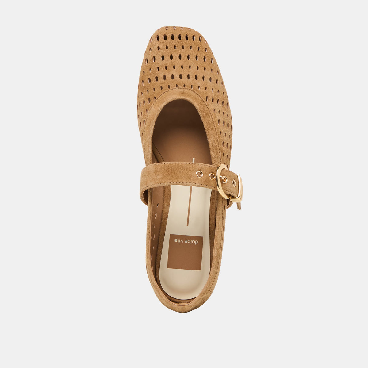 Dolce Vita SHOES Mikel Lt Brown Perforated Suede Ballet Flats