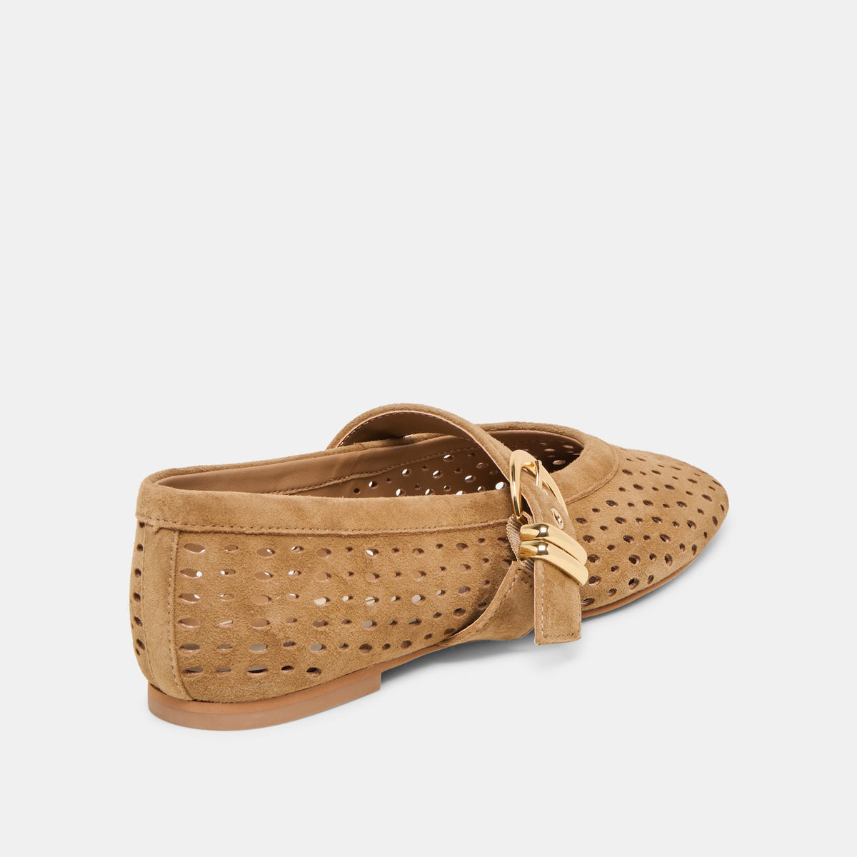 Dolce Vita SHOES Mikel Lt Brown Perforated Suede Ballet Flats