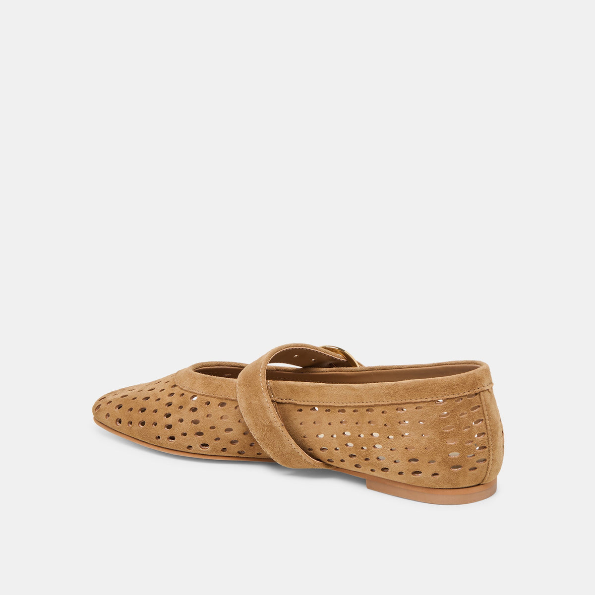 Dolce Vita SHOES Mikel Lt Brown Perforated Suede Ballet Flats
