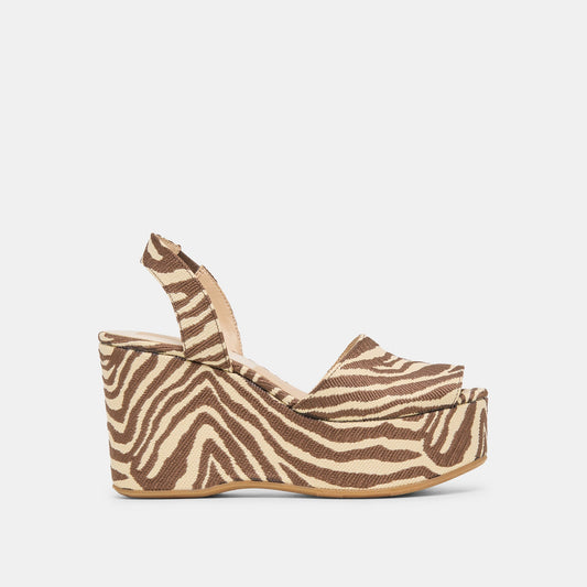 Dolce Vita SHOES Akera Beige Zebra Raffia Wedges