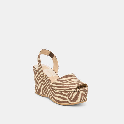 Dolce Vita SHOES Akera Beige Zebra Raffia Wedges