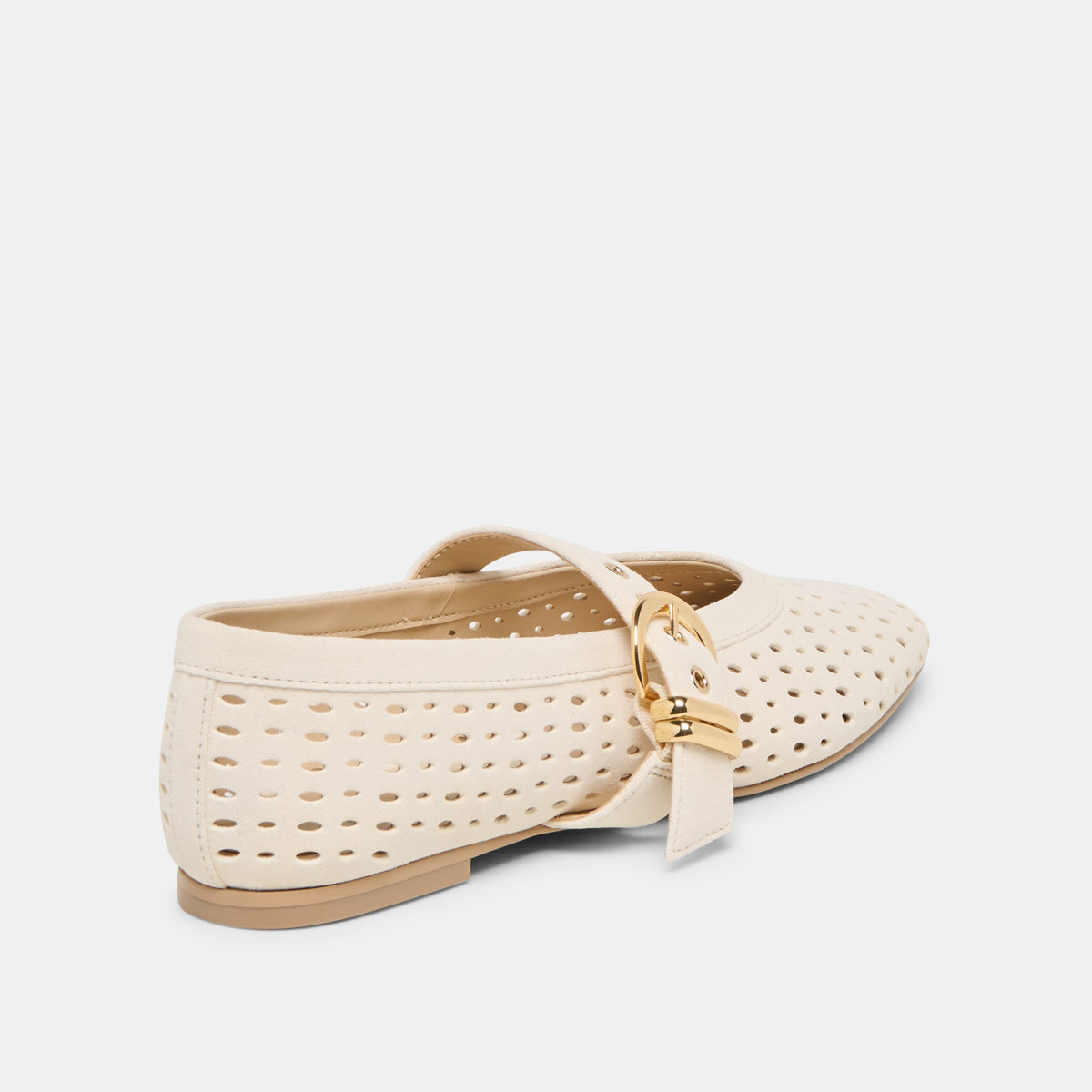 Dolce Vita SHOES Mikel Creme Perforated Suede Ballet Flats
