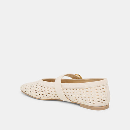 Dolce Vita SHOES Mikel Creme Perforated Suede Ballet Flats