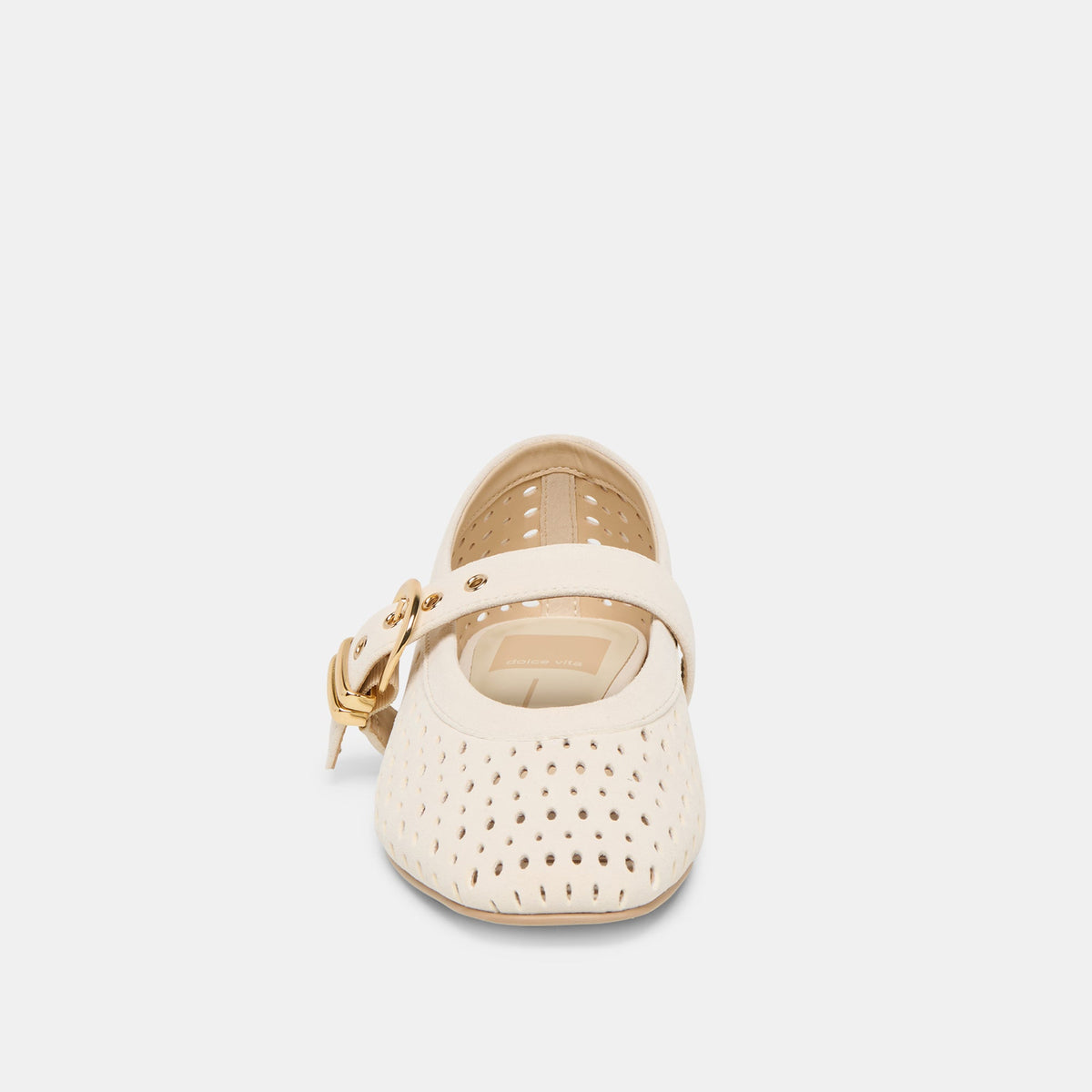 Dolce Vita SHOES Mikel Creme Perforated Suede Ballet Flats