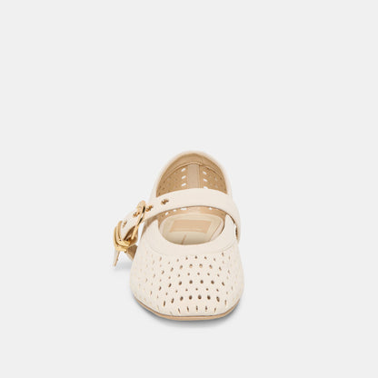 Dolce Vita SHOES Mikel Creme Perforated Suede Ballet Flats