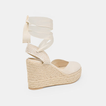 Dolce Vita SHOES Noura Ecru Linen Wedges